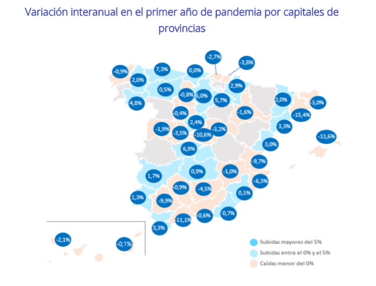 En un año de pandemia los precios del alquiler se abaratan un -3,6% en España
