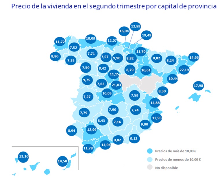 El precio del alquiler sube un 2,3% trimestral y un 9% interanual en junio en España