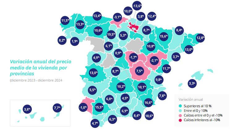 Variación anual de 2024 por comunidades autónomas 